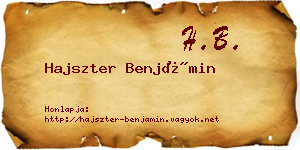 Hajszter Benjámin névjegykártya